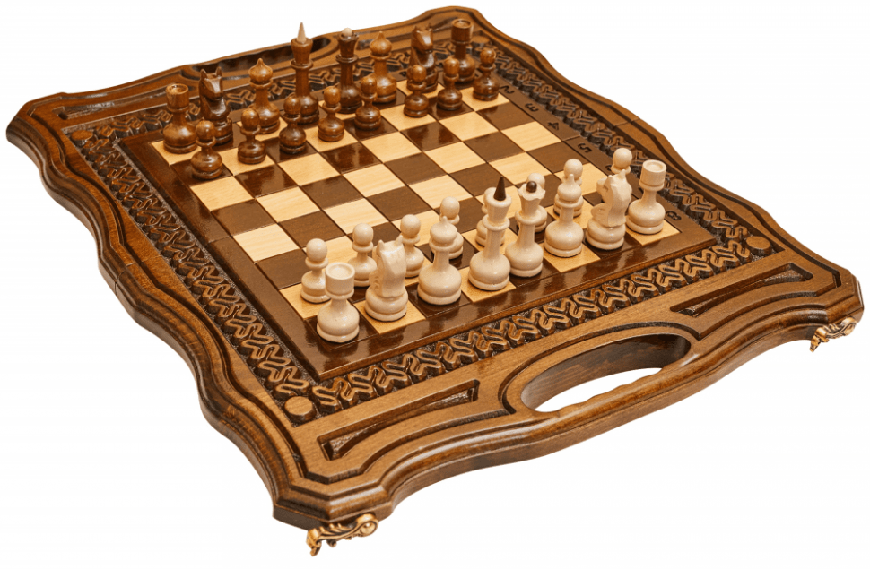 Шахматы + нарды резные Бриз-2 40, Haleyan 