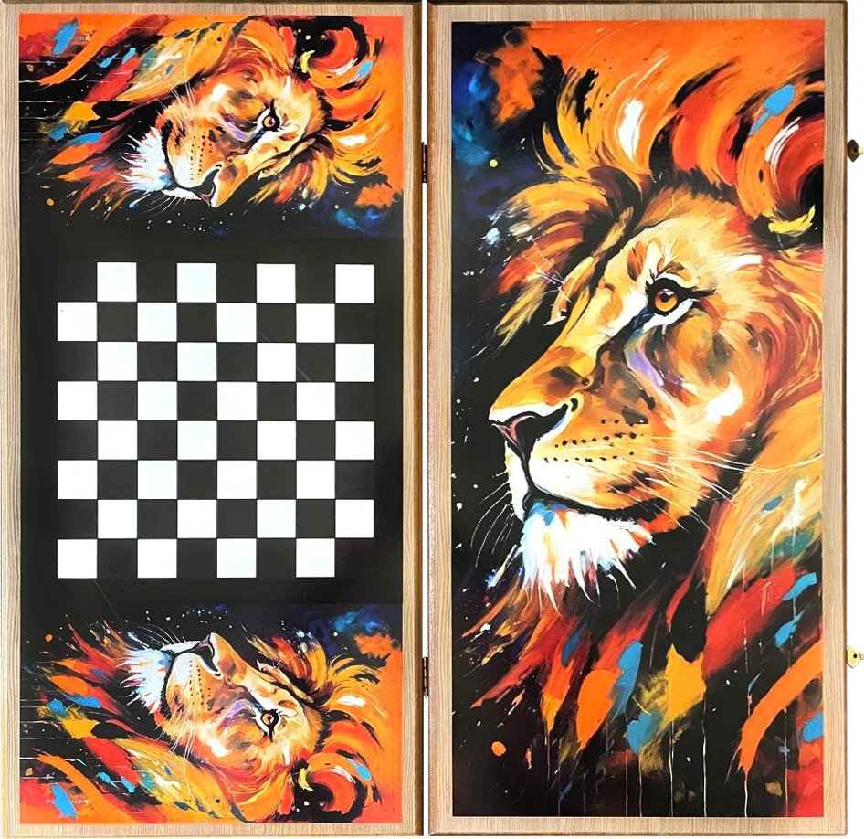 Нарды + Шашки Сирия Лев Король большие (Россия, дерево, 60 см), Partida 